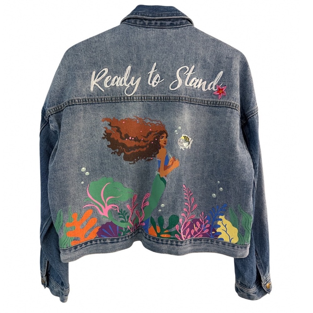 Disney Parks Little Mermaid Ariel Ready to Stand Denim Jacket Blue Women Large